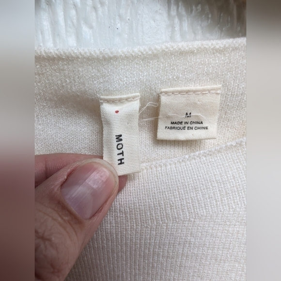 Moth Chester Ivory Crew Neck Bell Sleeve Pullover Knit Sweater Dress Medium - Picture 4 of 6